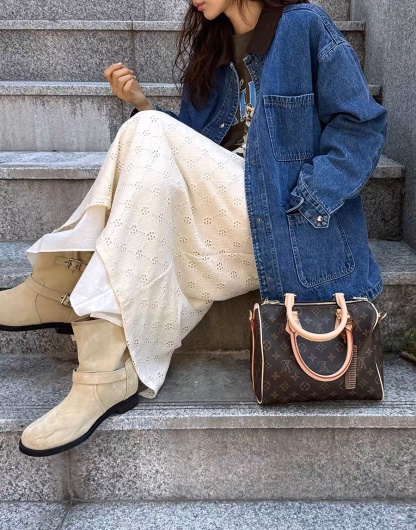 Contrast Collar Versatile Denim Jacket