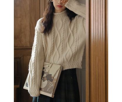 Cable Knit Mock Neck Sweater