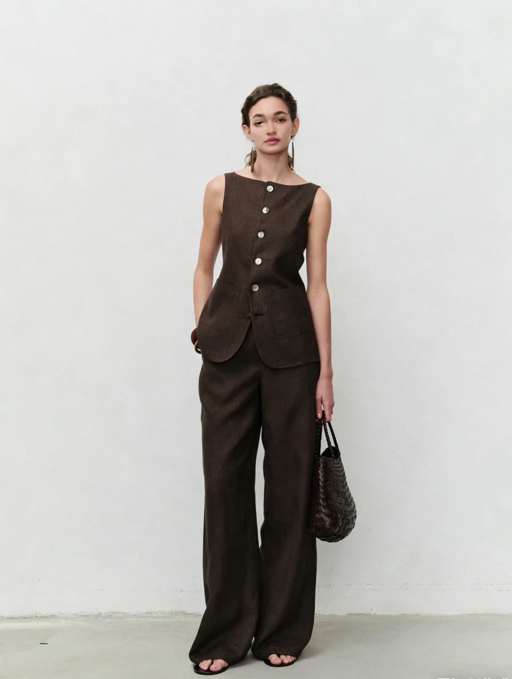 Knit Vest & Elastic Waistband Pants Set