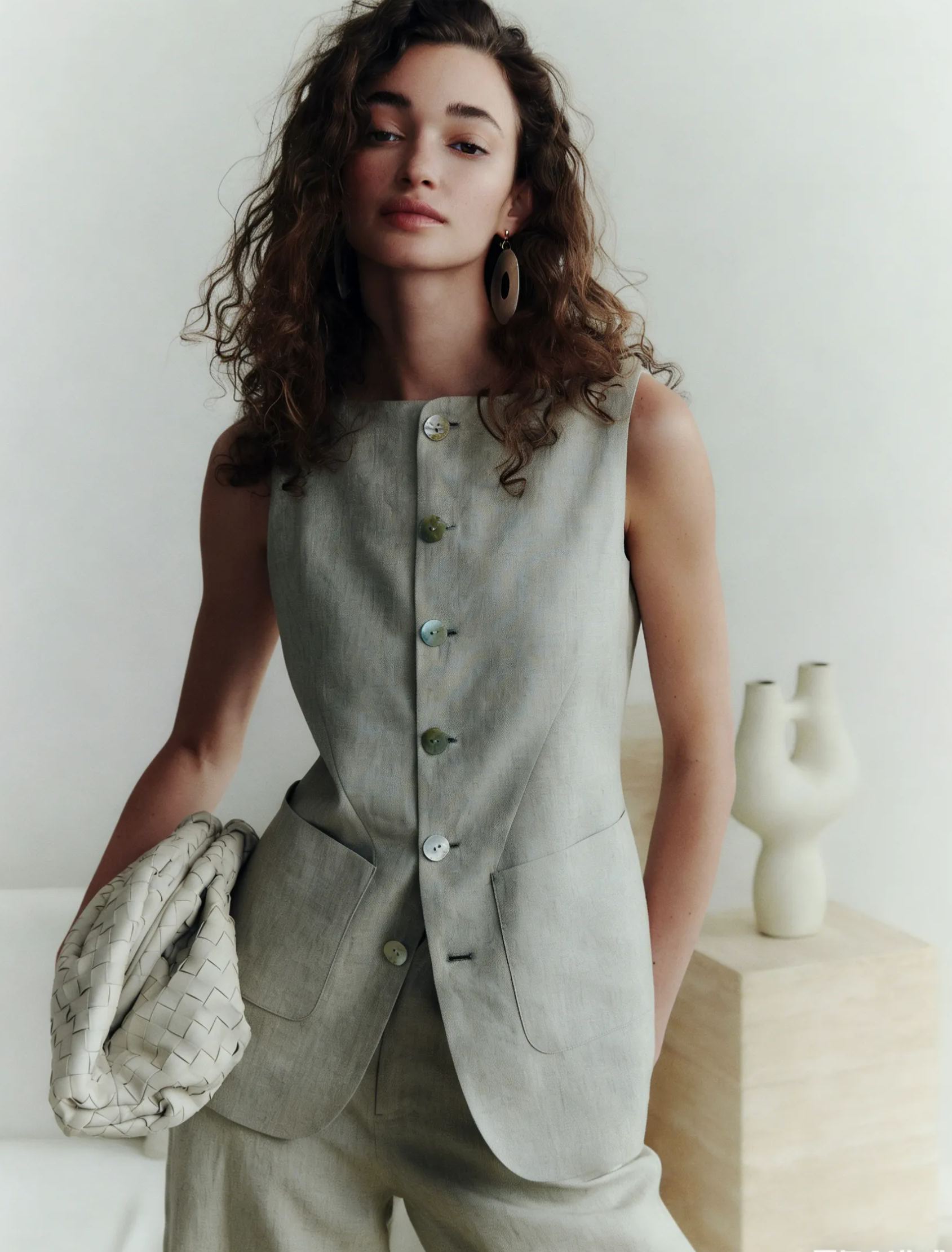 Knit Vest & Elastic Waistband Pants Set