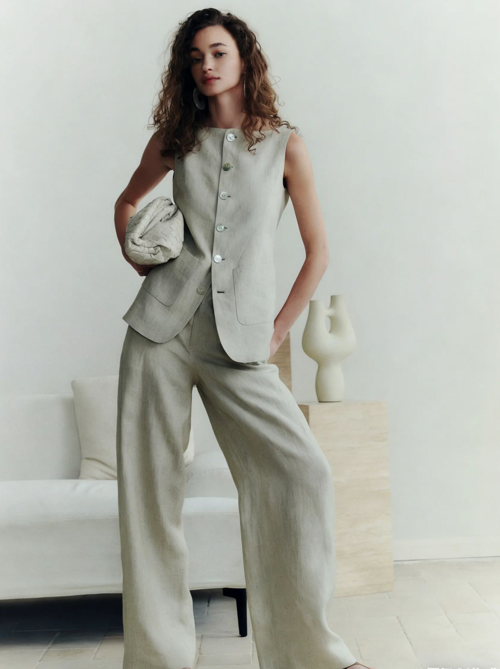 Knit Vest & Elastic Waistband Pants Set