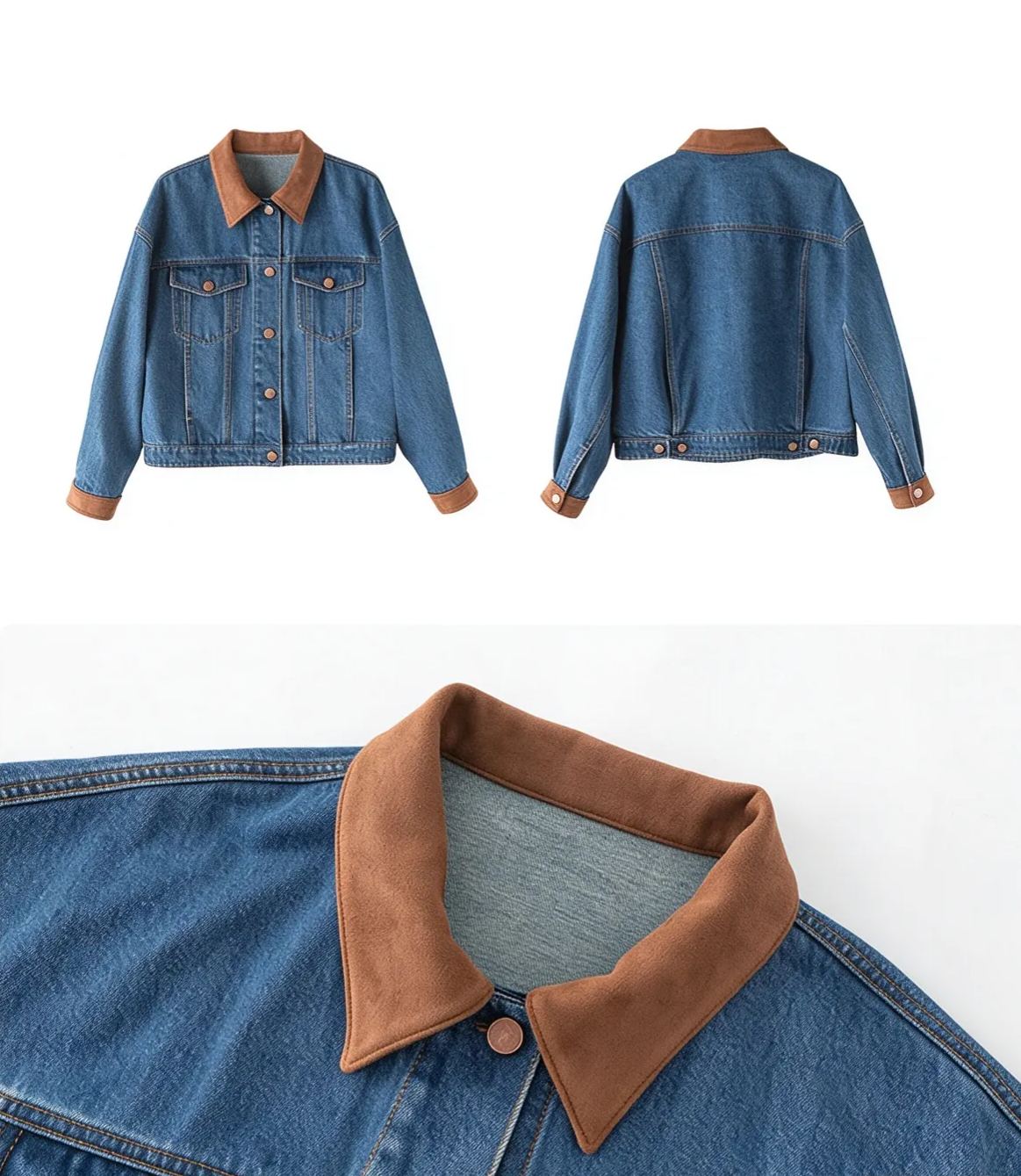 Corduroy Collar Denim Jacket