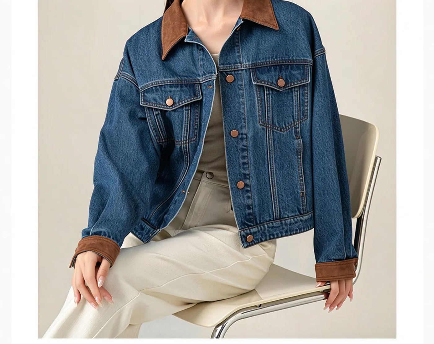 Corduroy Collar Denim Jacket