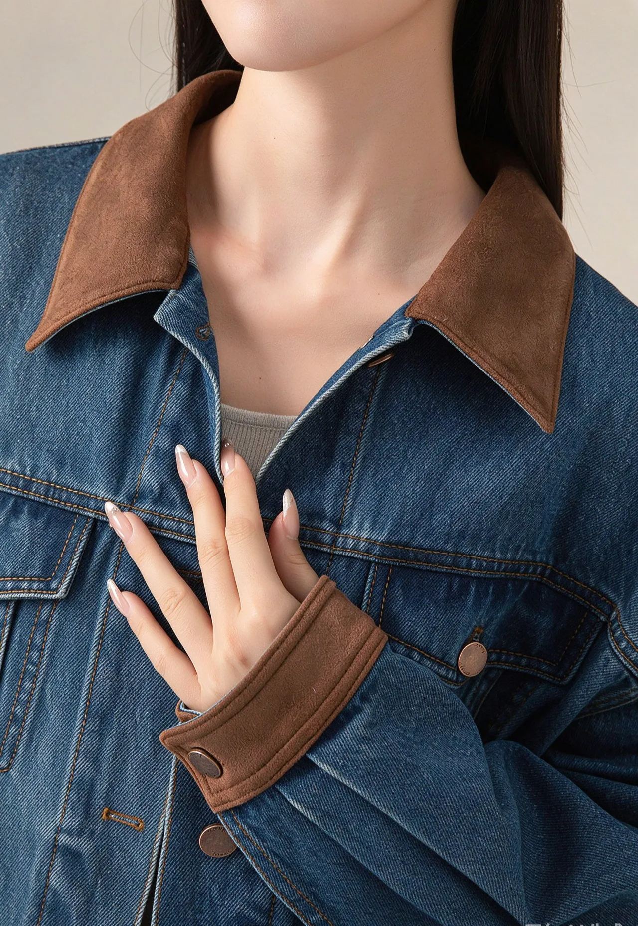 Corduroy Collar Denim Jacket