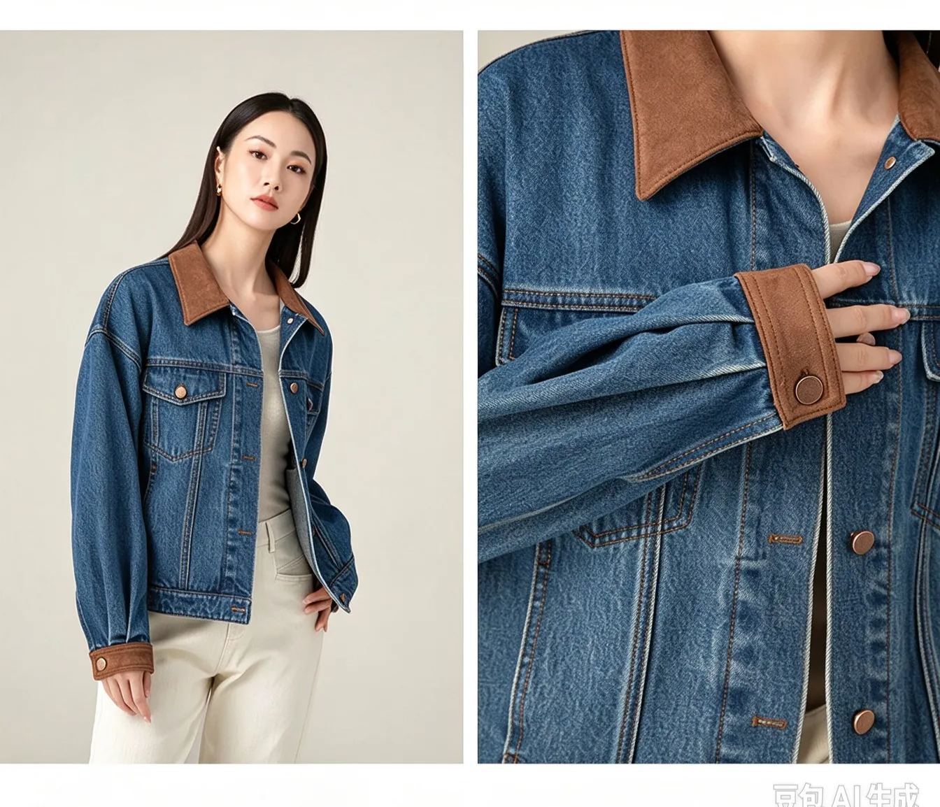 Corduroy Collar Denim Jacket