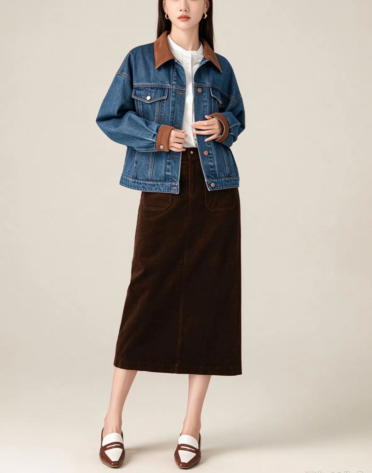 Corduroy Collar Denim Jacket