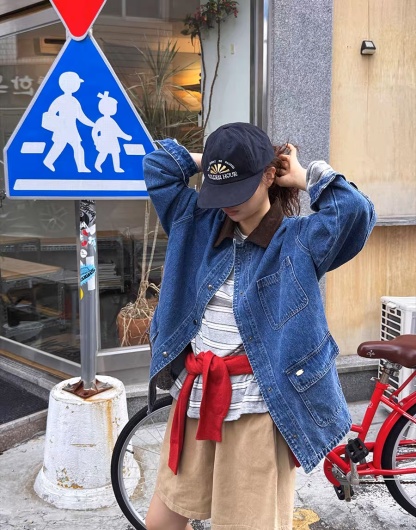 Contrast Collar Versatile Denim Jacket