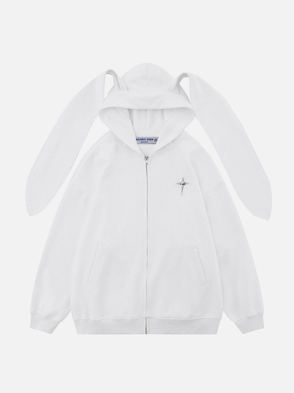 YEMOCILE Women's Kawaii Bunny Ear Oversized Hoodie Zip Up