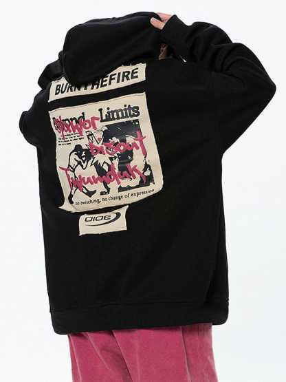 Boxing "BURNTHEFIRE" Pattern Hoodie