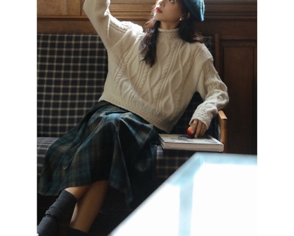 Cable Knit Mock Neck Sweater