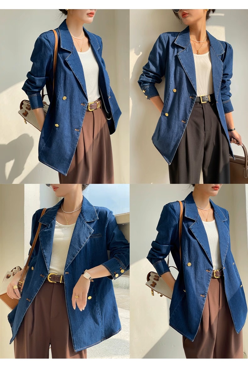 Denim Double Breasted Blazer