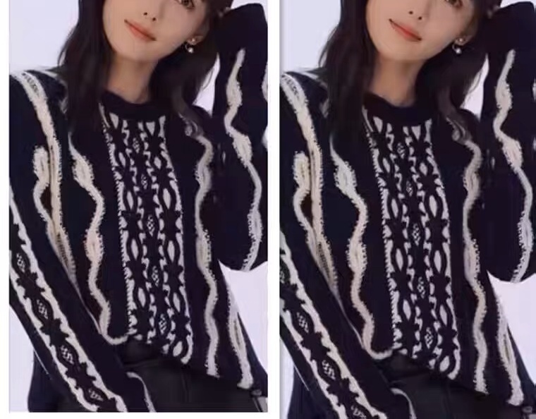 Contrast Stitch Cable Knit Sweater