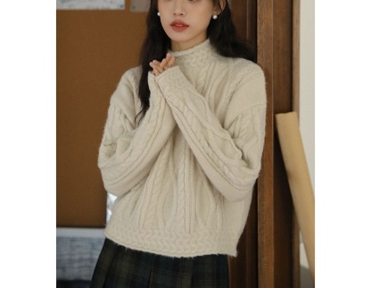 Cable Knit Mock Neck Sweater