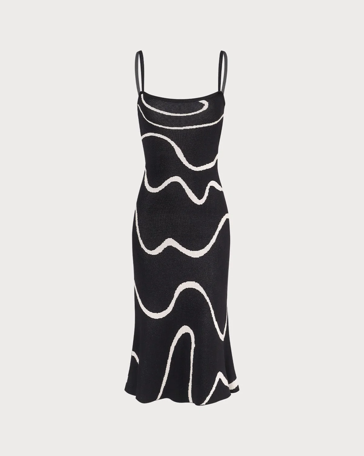 The Black Wave Knit Midi Dress