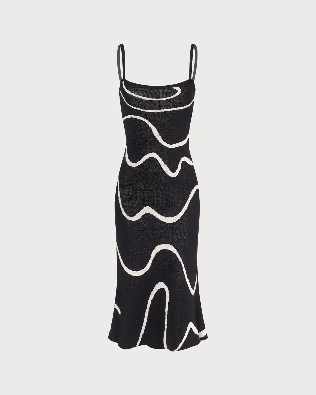 The Black Wave Knit Midi Dress