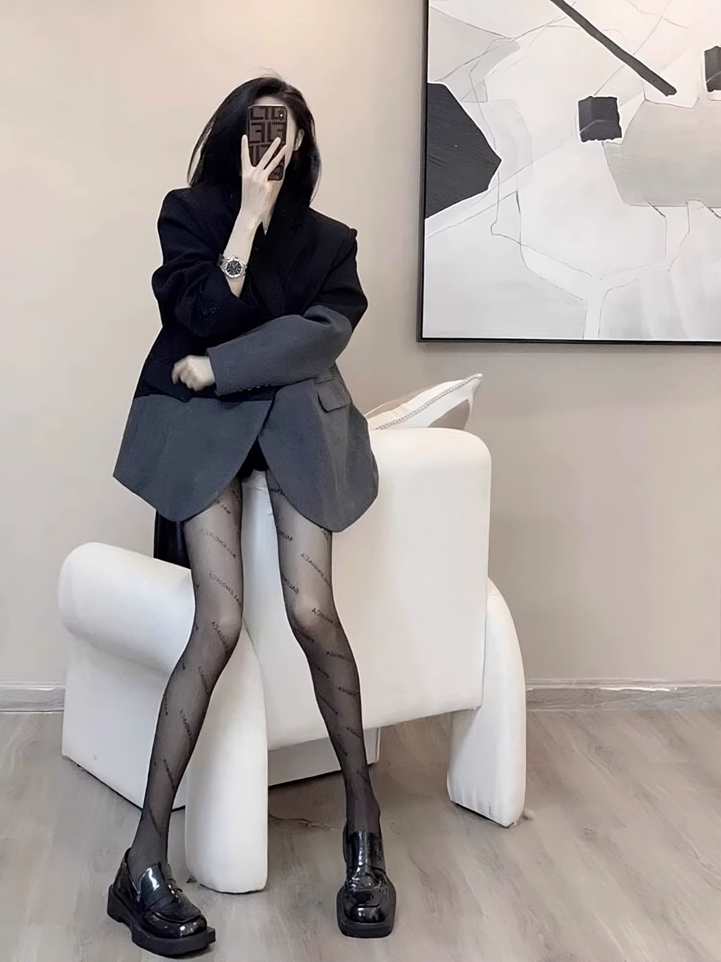 Irregular Stitching Black Blazer