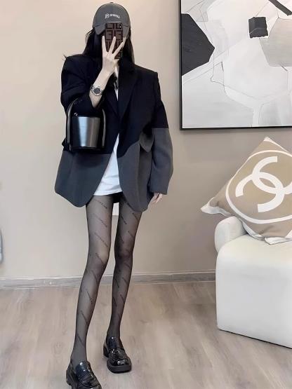 Irregular Stitching Black Blazer