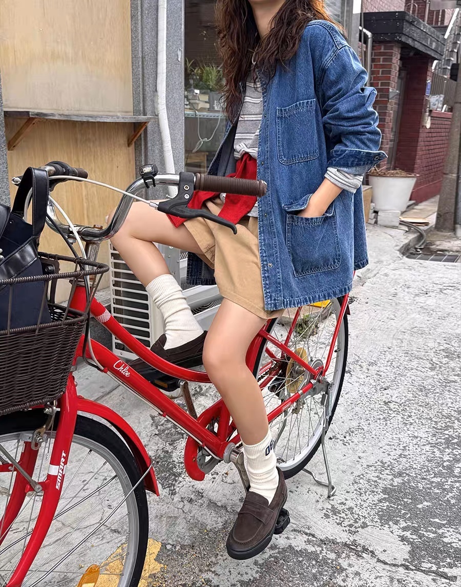 Contrast Collar Versatile Denim Jacket