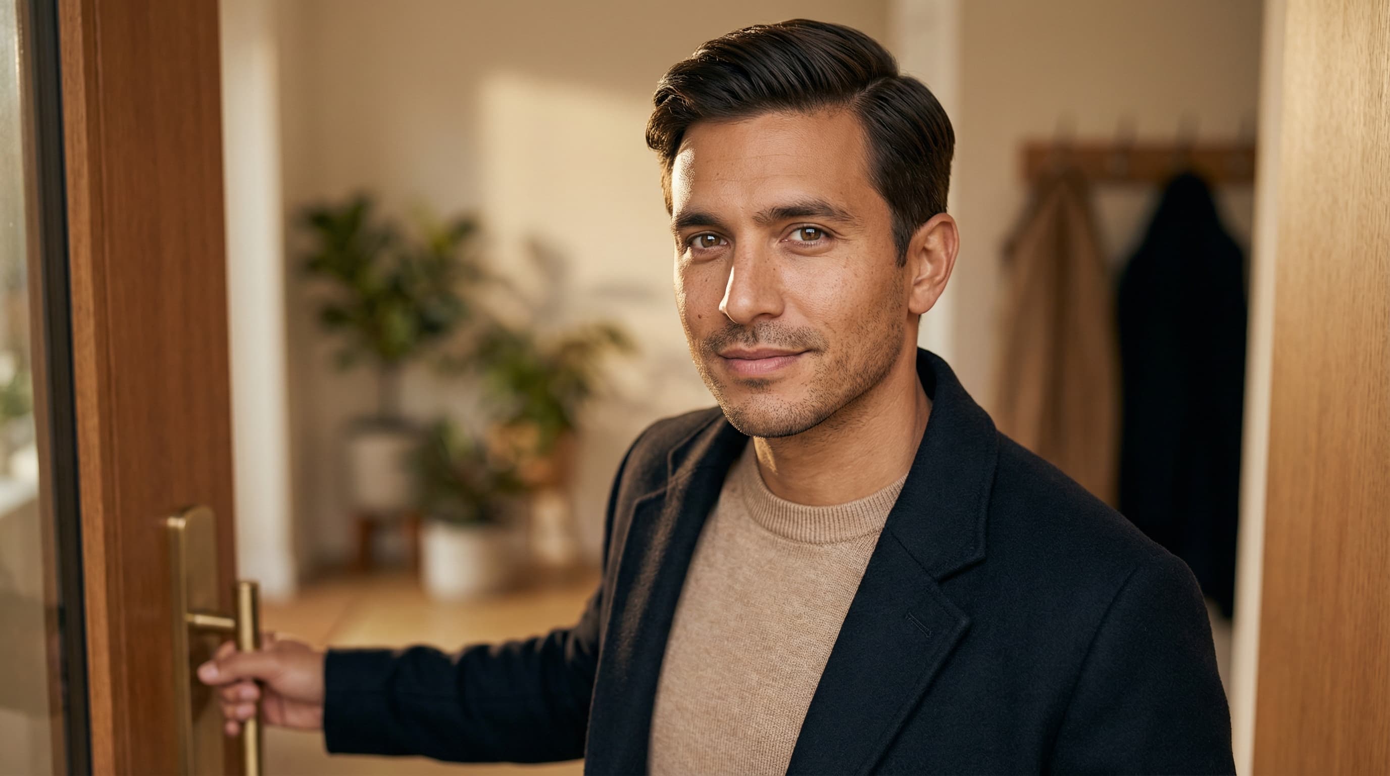 Confident man with well-styled hair after following proper shower hair care routine