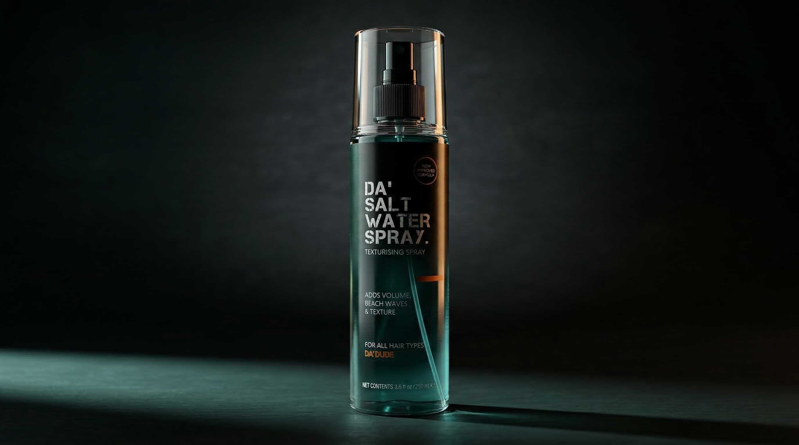 Da'Salt Water Spray pre-styler for men creating texture before hair powder application