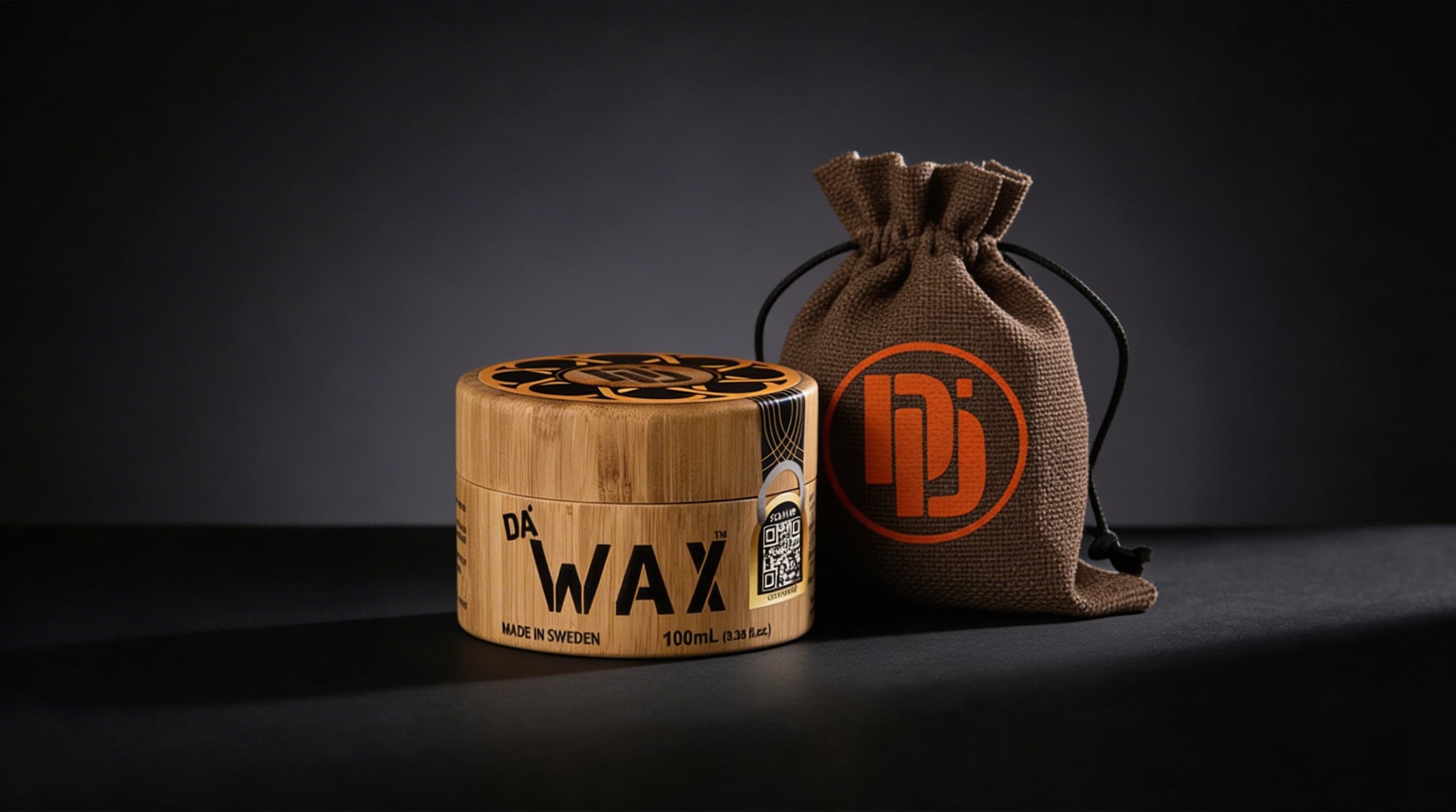 Da'Wax strong hold hair wax for men in eco-friendly bamboo tub with gift bag