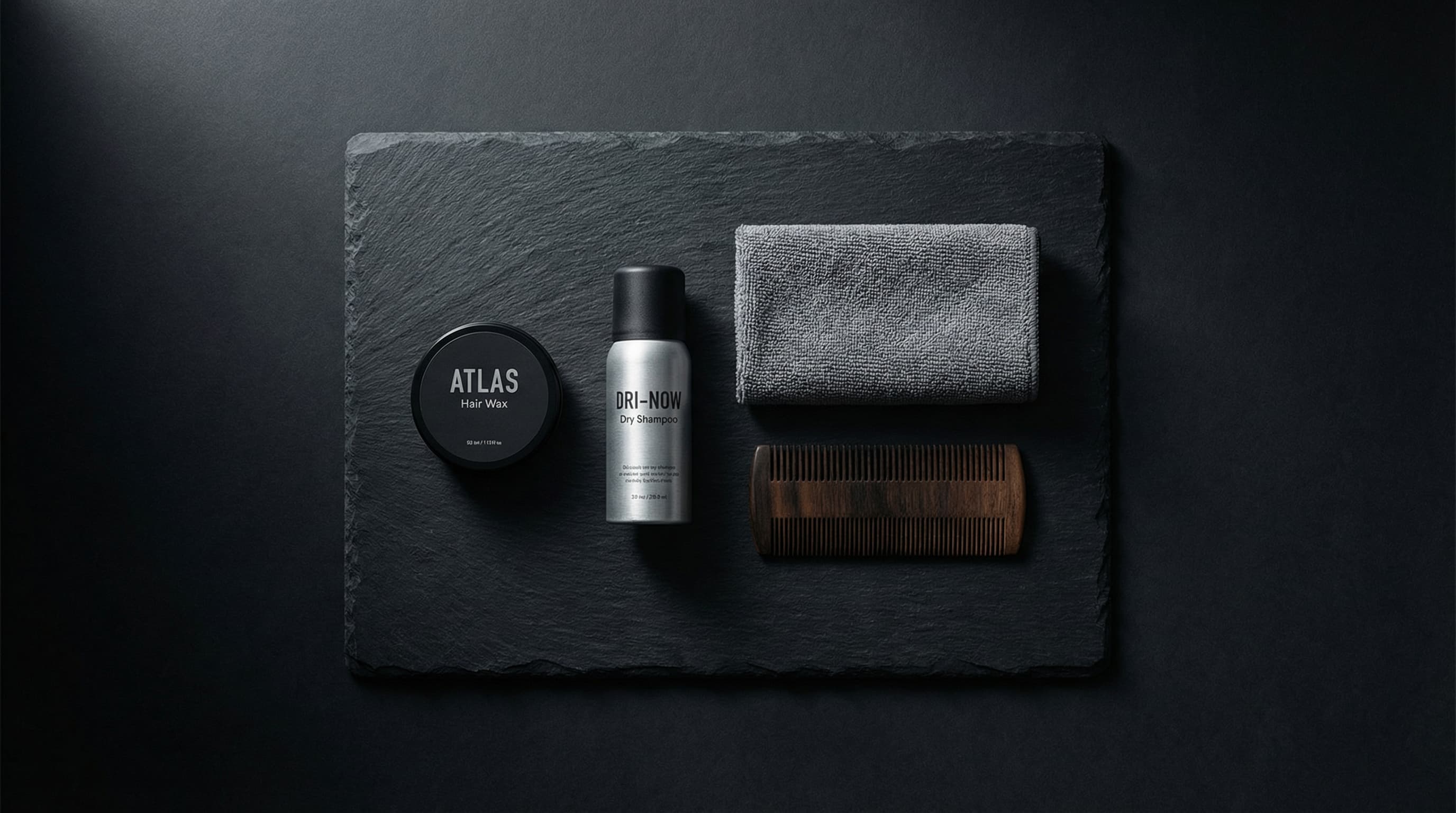 Essential post-helmet hair recovery kit with dry shampoo wax and microfiber towel for athletes