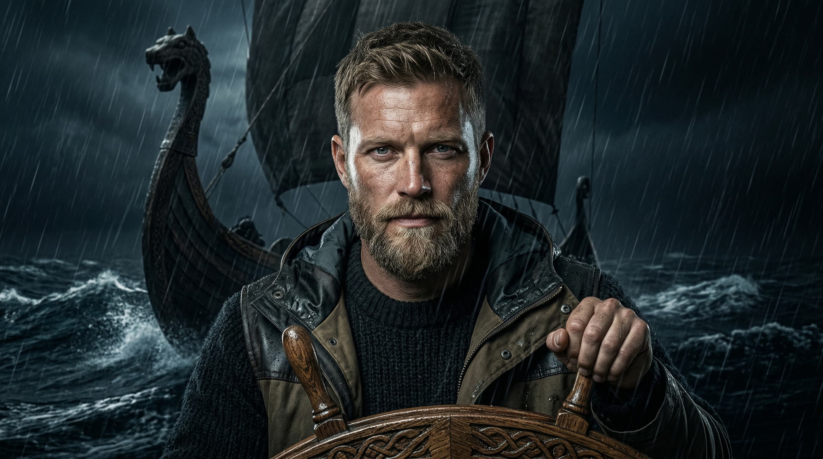 Viking-inspired long beard and textured hair style &mdash; bold beard look for men