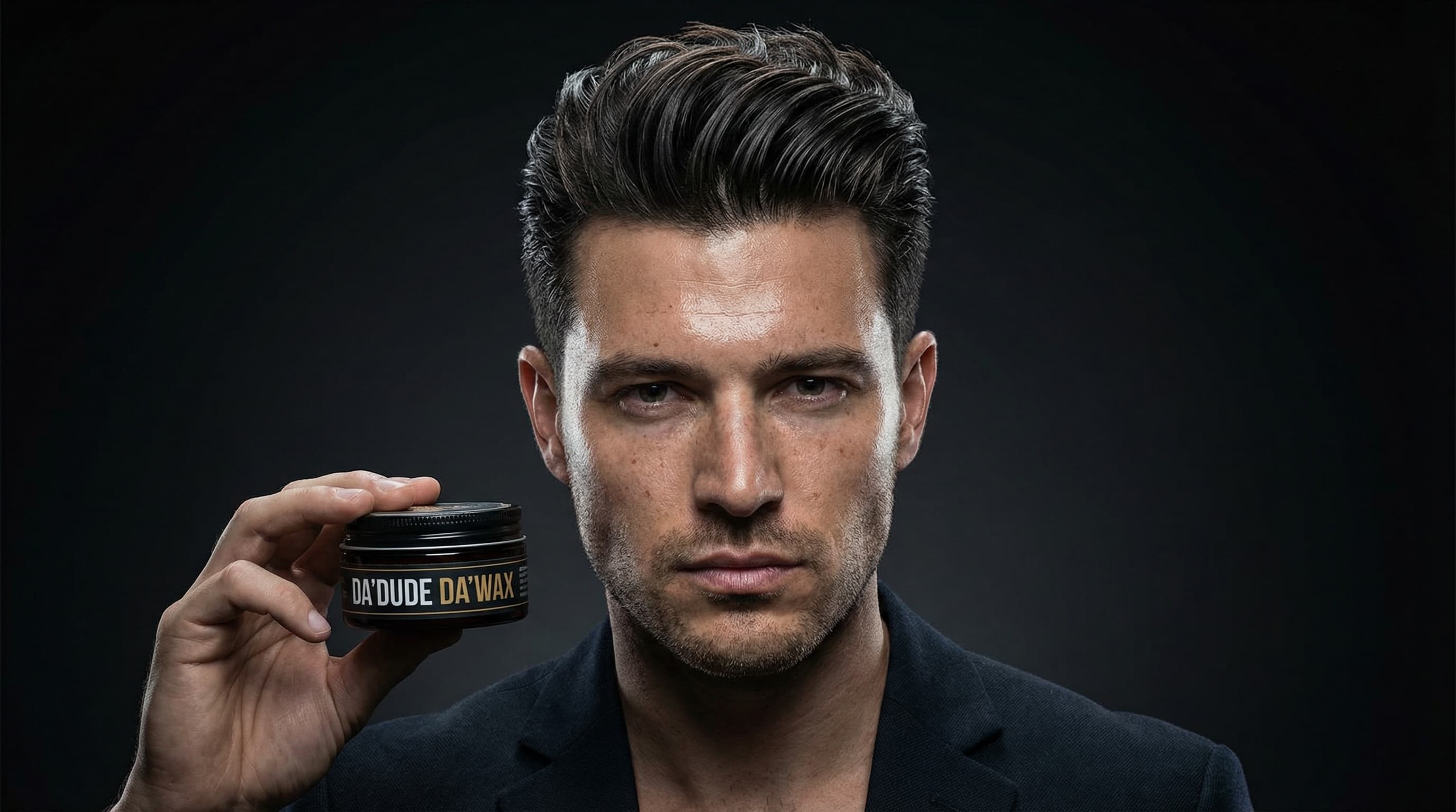 Classic men's quiff hairstyle with strong hold using Da'Dude Da'Wax styling product