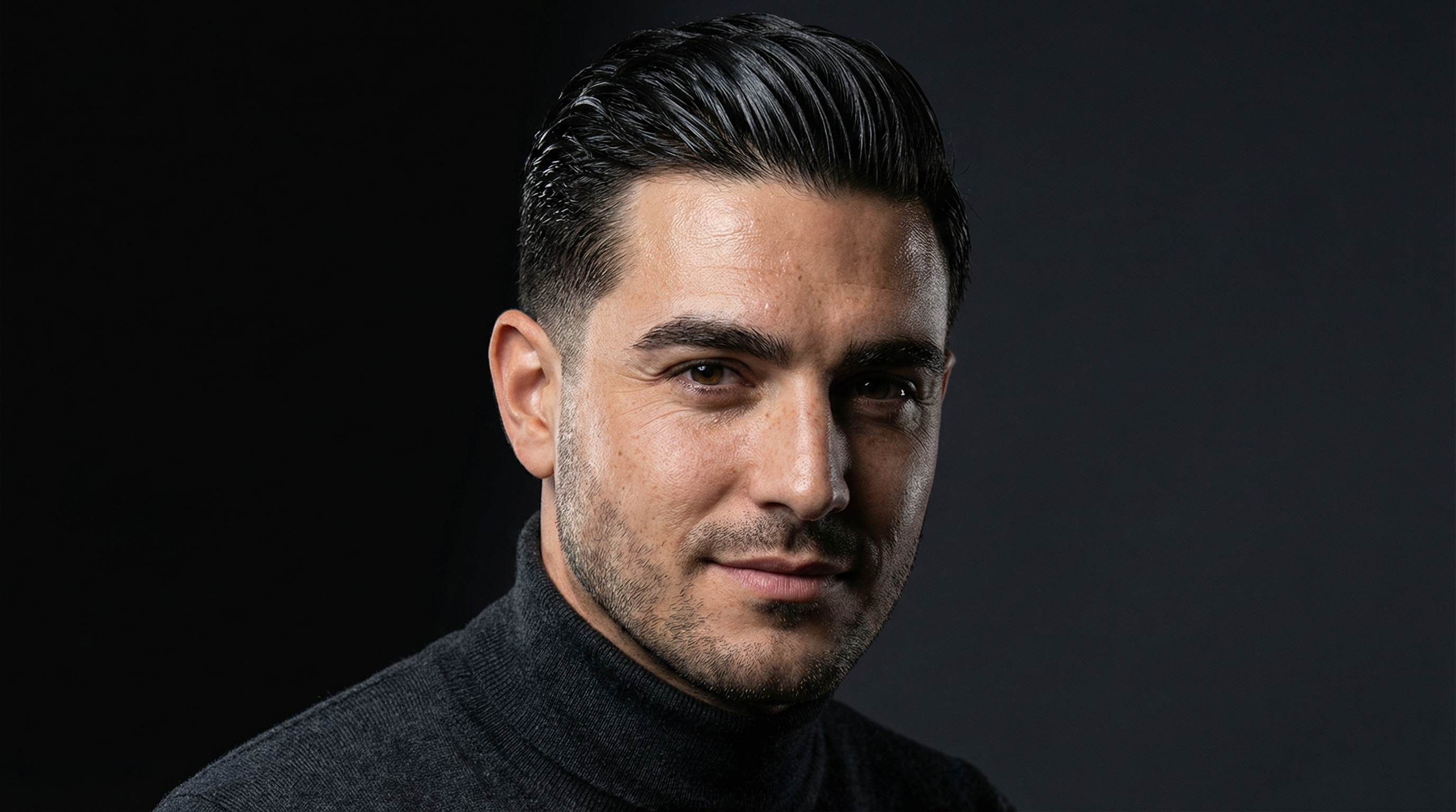 Man with greasy flat hair from too much styling product — common grooming mistake