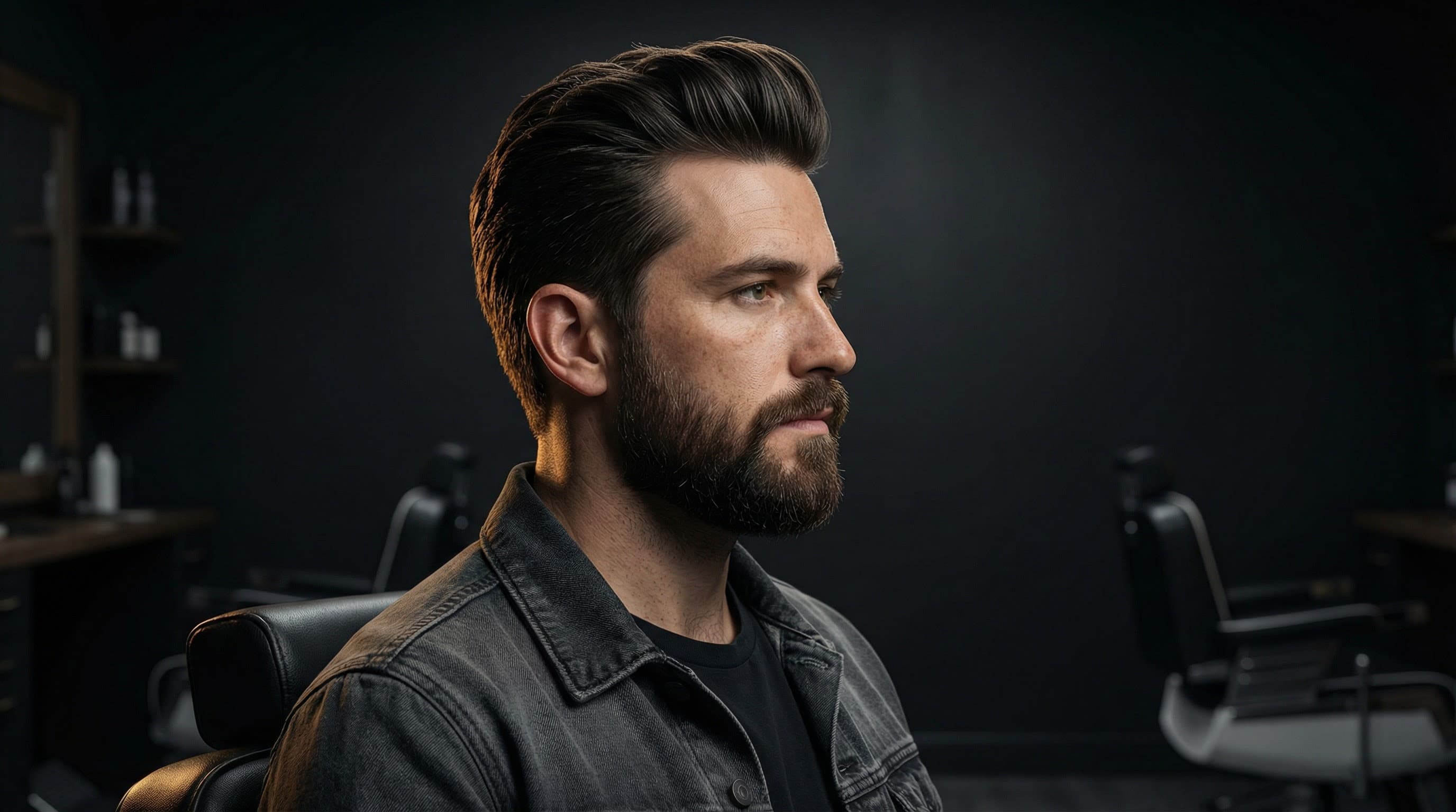 Medium hair pompadour with proportional beard for balanced look