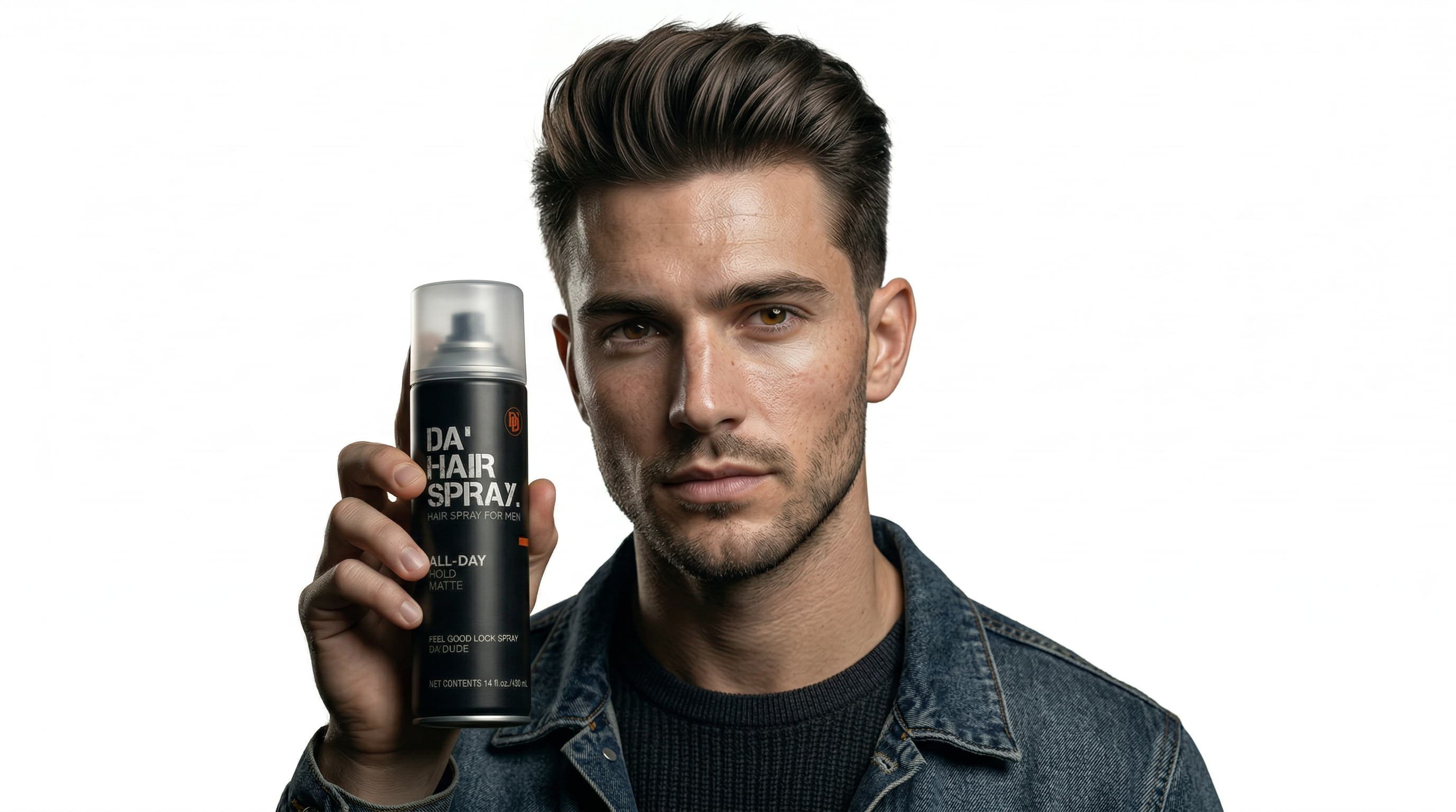 Man with quiff hairstyle for thick hair styled using Da'Hair Spray strong hold