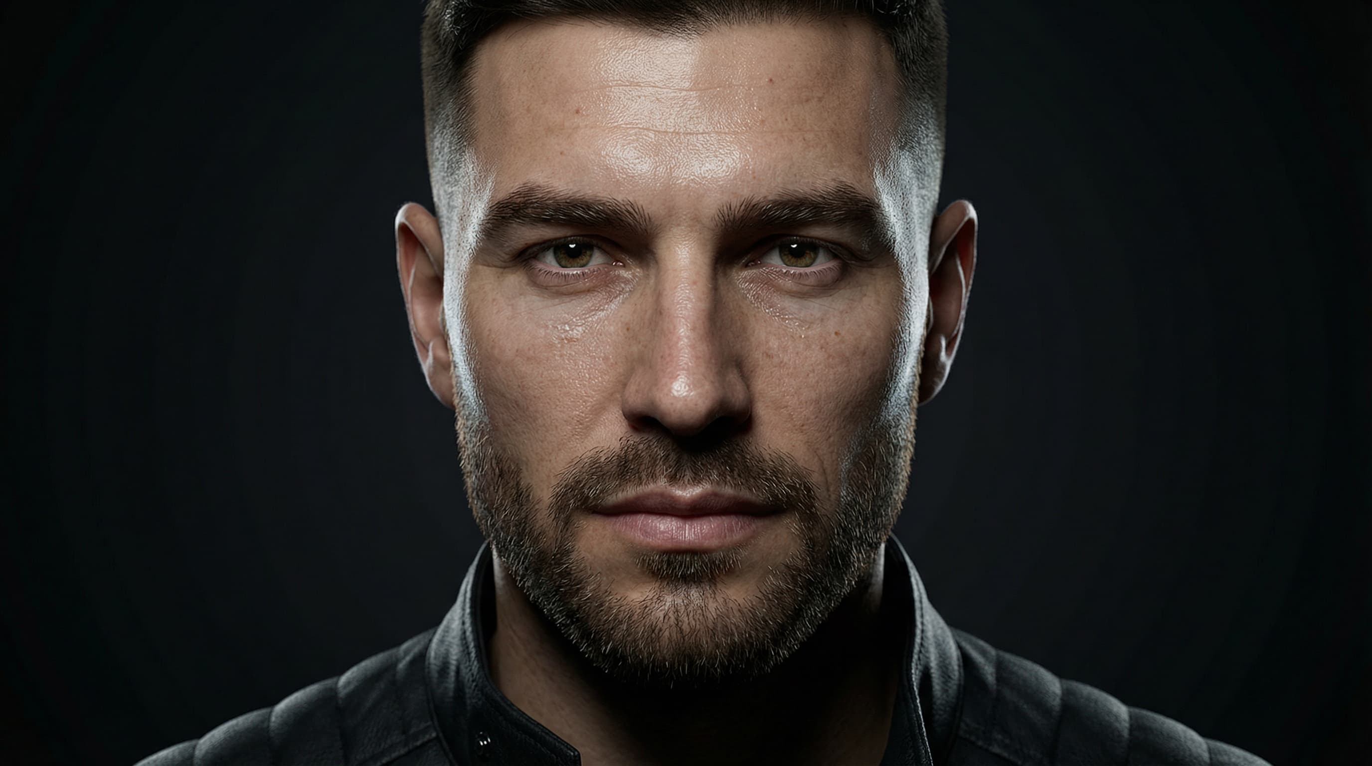 Man's face showing jawline and cheekbone structure for face shape haircut guide