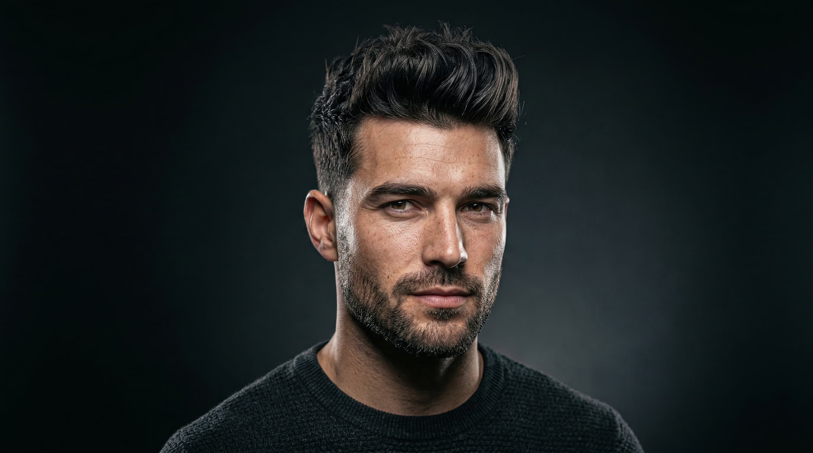 Men's textured quiff styled with Da'Power hair powder for all-day matte finish