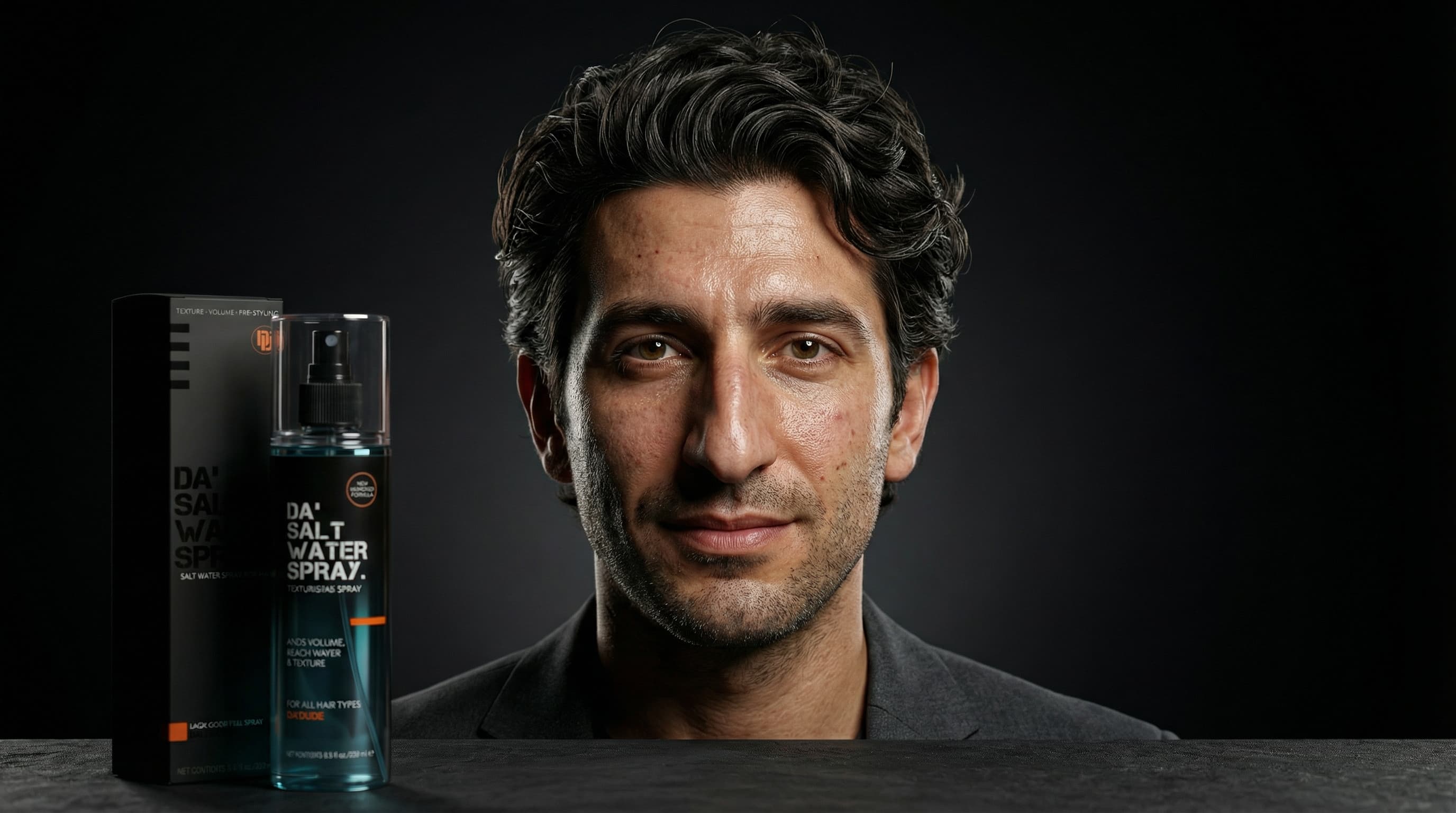 Wavy textured hairstyle for men with big noses styled with Da'Dude Salt Water Spray