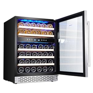 under counter wine cooler with slidable beech wood wine racks