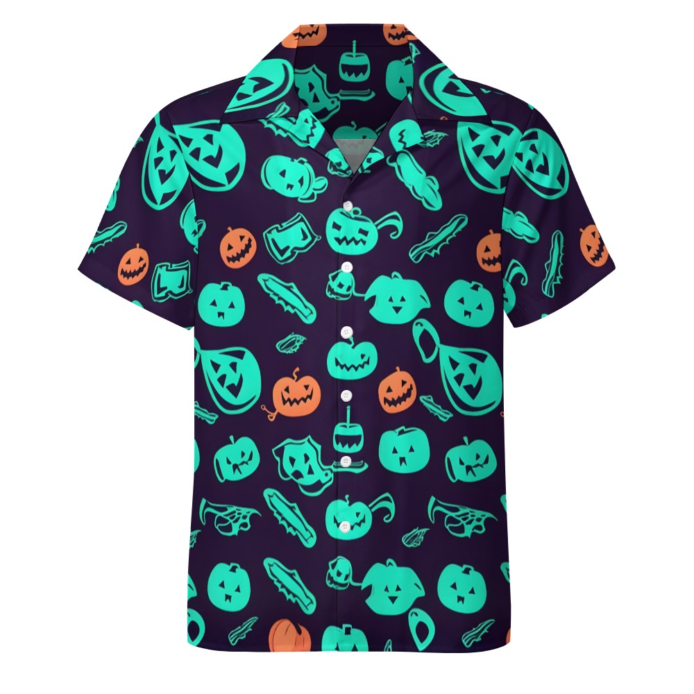 ハロウィン blue Boys' Spooktacular Vibes Halloween Hawaiian Shirt - Artistic