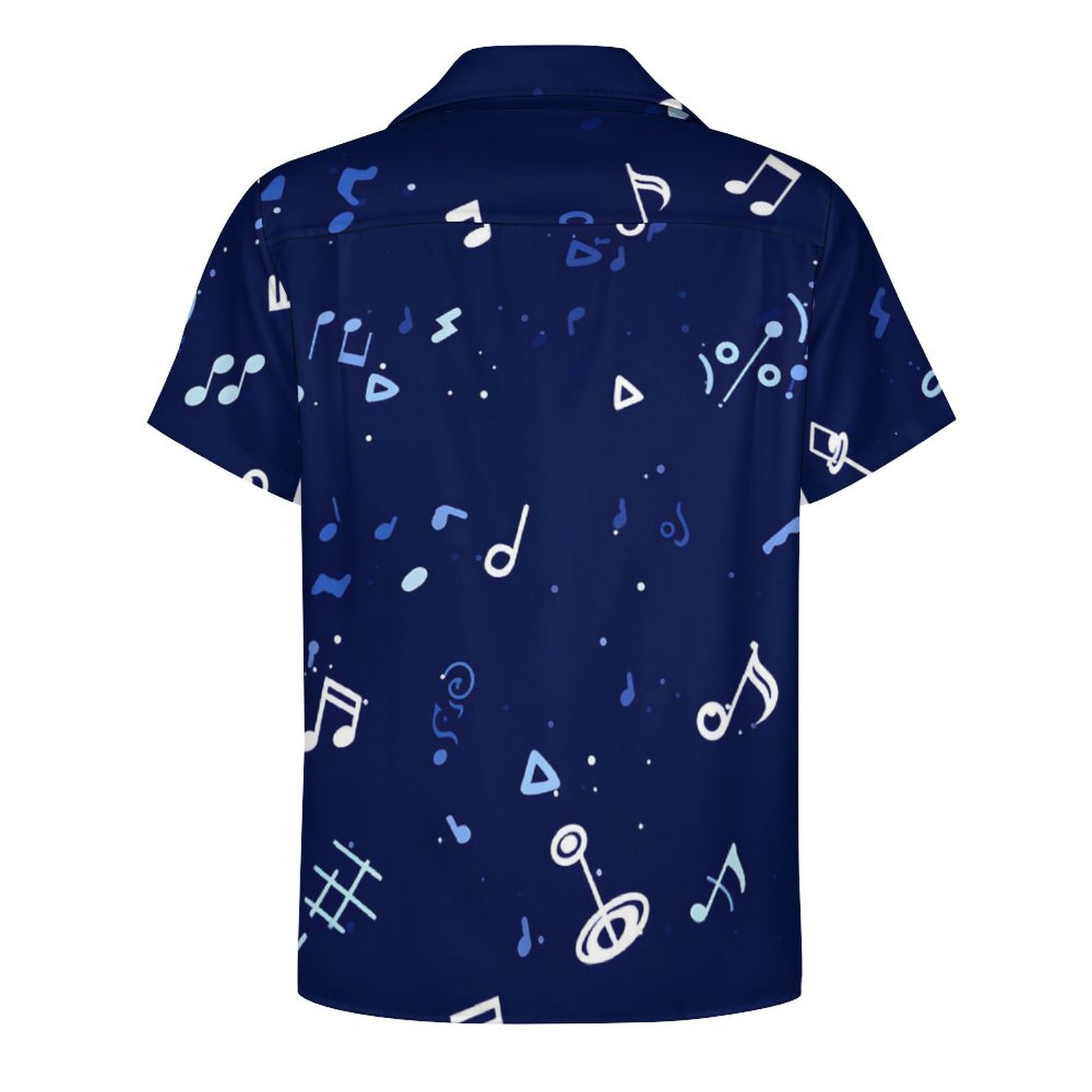 Men's Navy Blue Music Note Hawaiian Shirt | Tropical