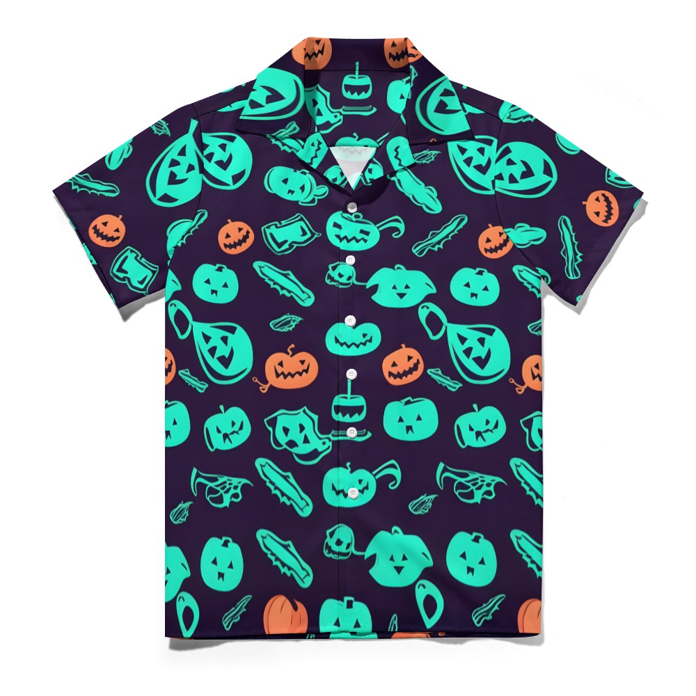 ハロウィン blue Boys' Spooktacular Vibes Halloween Hawaiian Shirt - Artistic