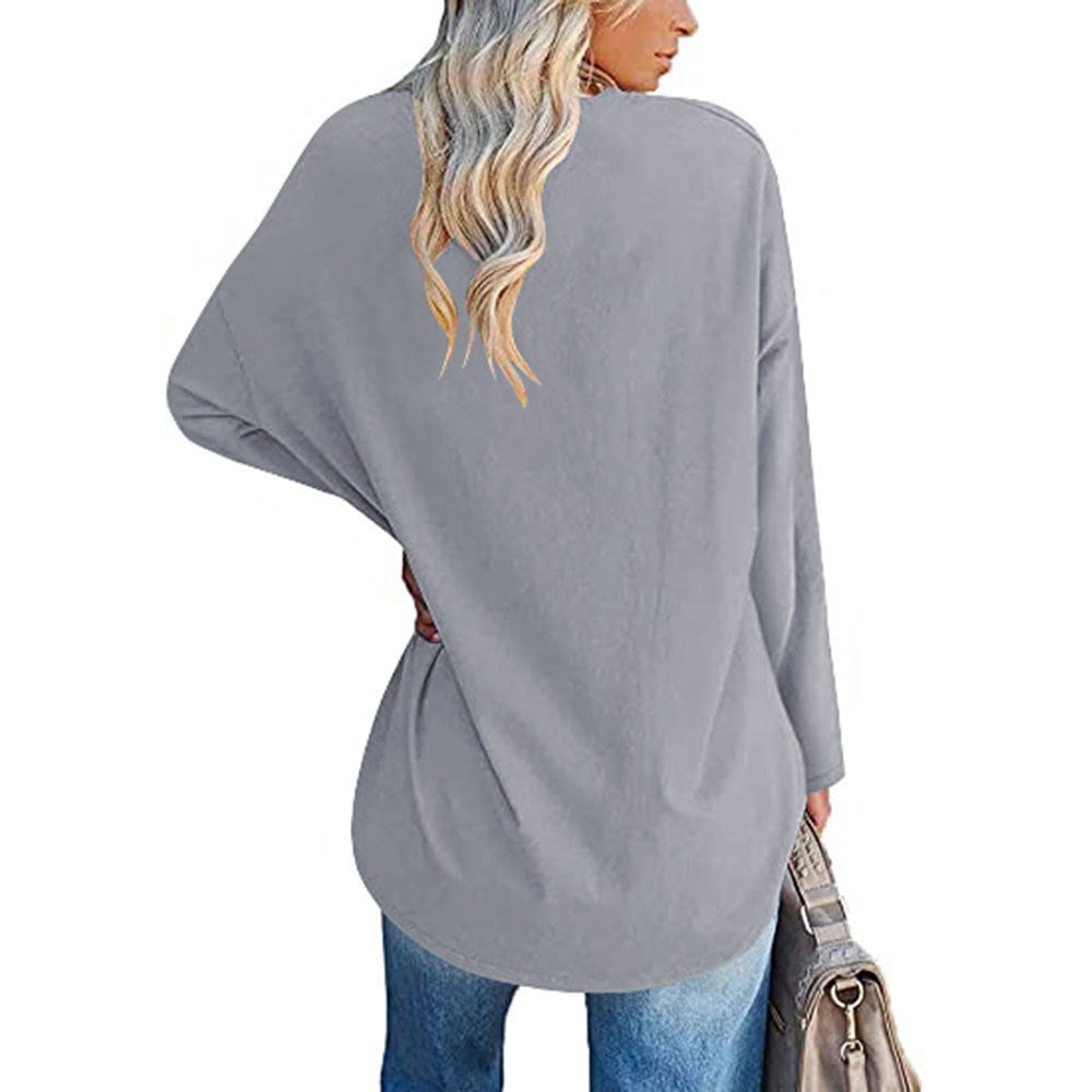 💋Women's loose long sleeve fashion V-neck knit top