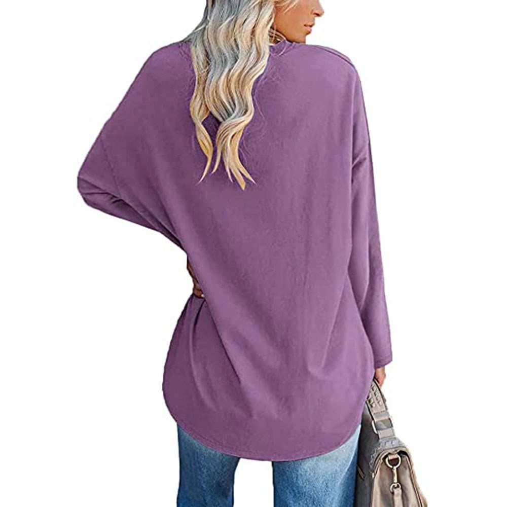 💋Women's loose long sleeve fashion V-neck knit top