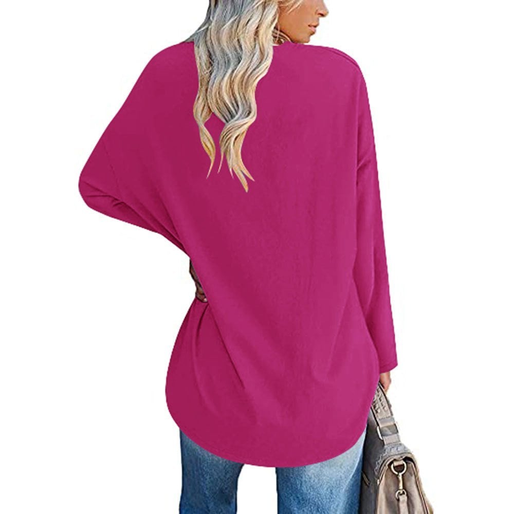 💋Women's loose long sleeve fashion V-neck knit top
