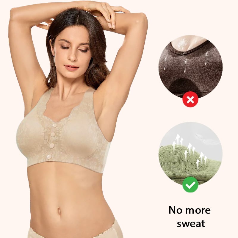 ✨HOT SALE 🔥🔥🔥– Plus Size Zero Feel Lace Full Coverage Front Closure Bra