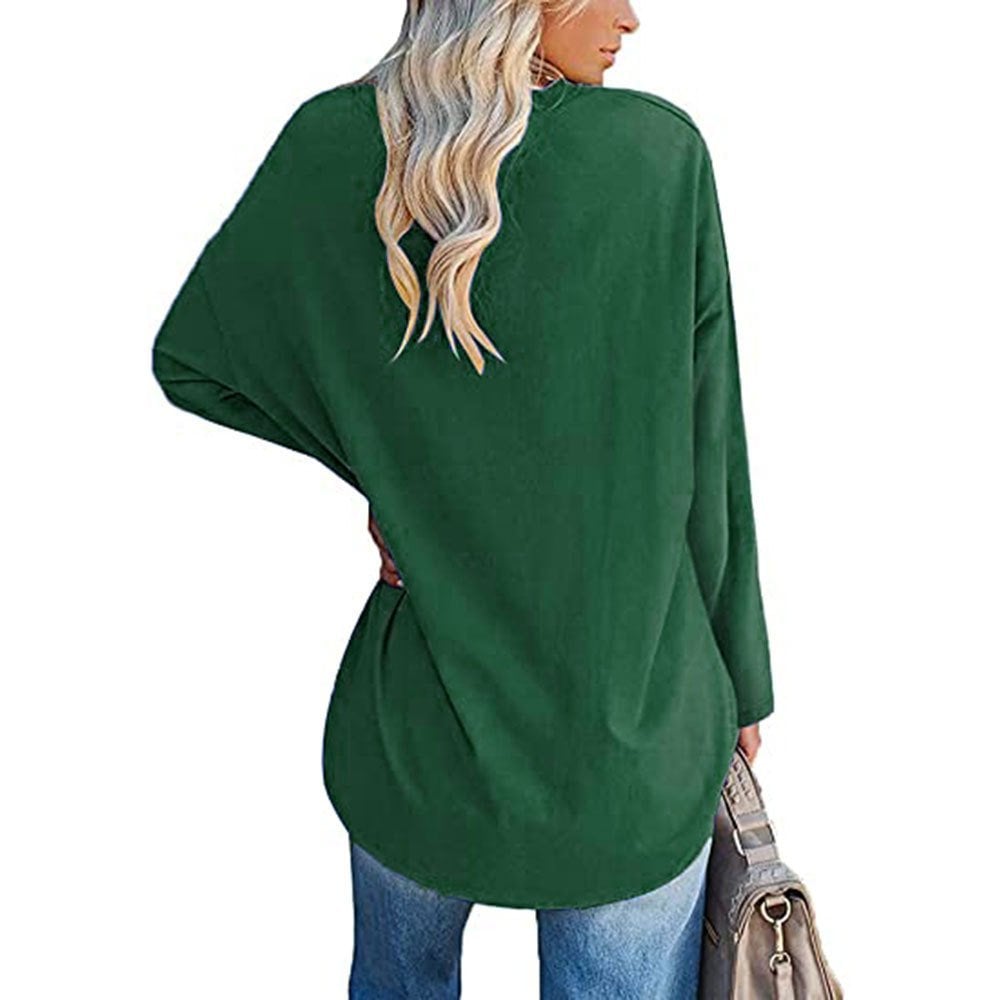 💋Women's loose long sleeve fashion V-neck knit top