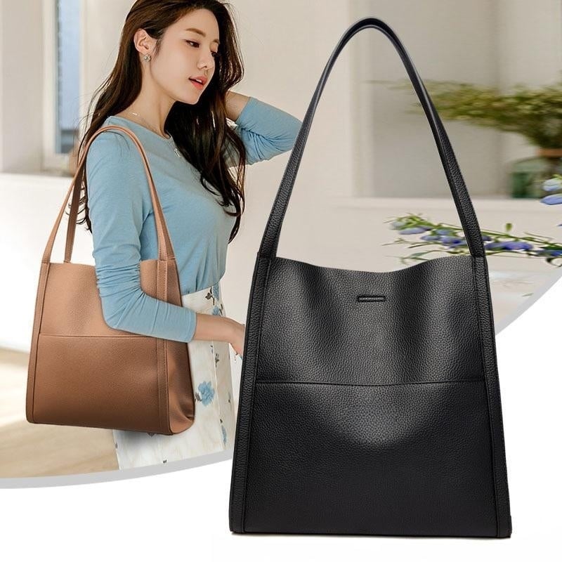 🔥Black Friday Sale🔥Solid color simple genuine leather shoulder bag