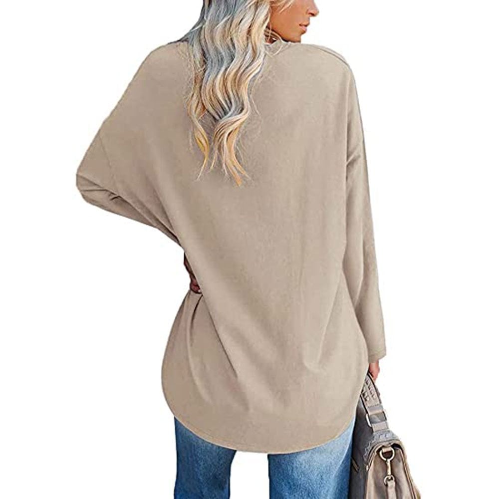 💋Women's loose long sleeve fashion V-neck knit top
