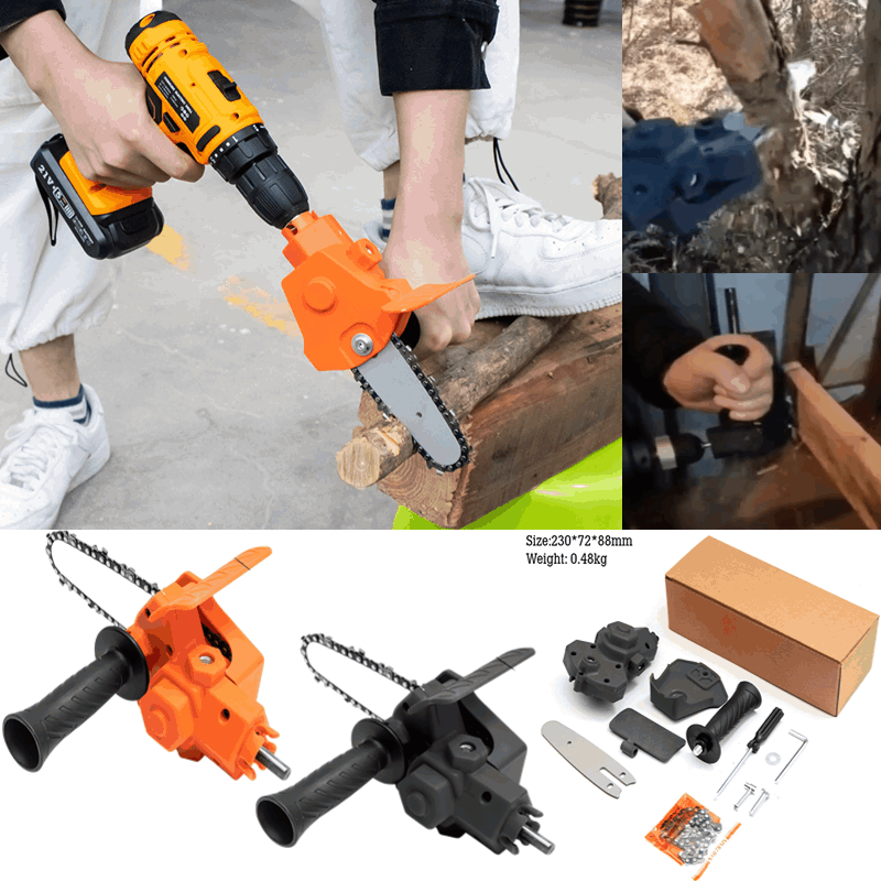 🔥Hot sale 30% OFF🔥 6 Inch Electric Drill Modified To Electric Chainsaw Drill Attachment✨Free 1* chain