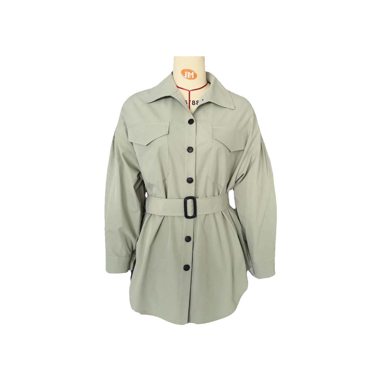 Casual With Belt Fashion Macaron Solid Color Shirt Jacket Women