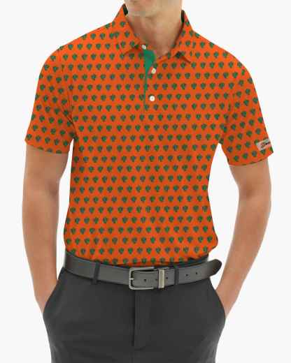  Orange Cactus Print Polo