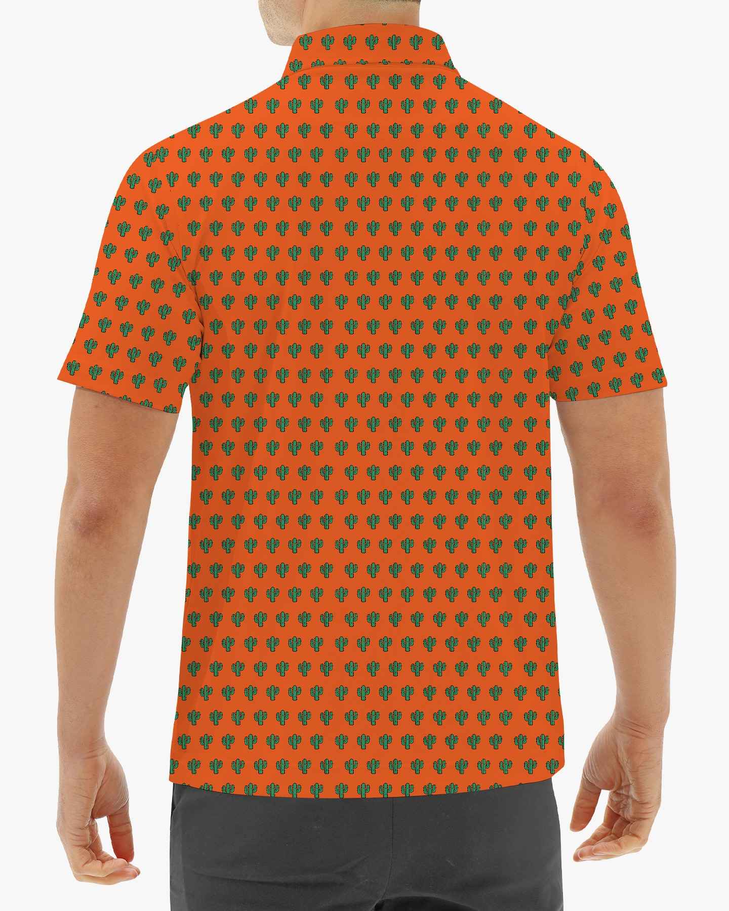  Orange Cactus Print Polo