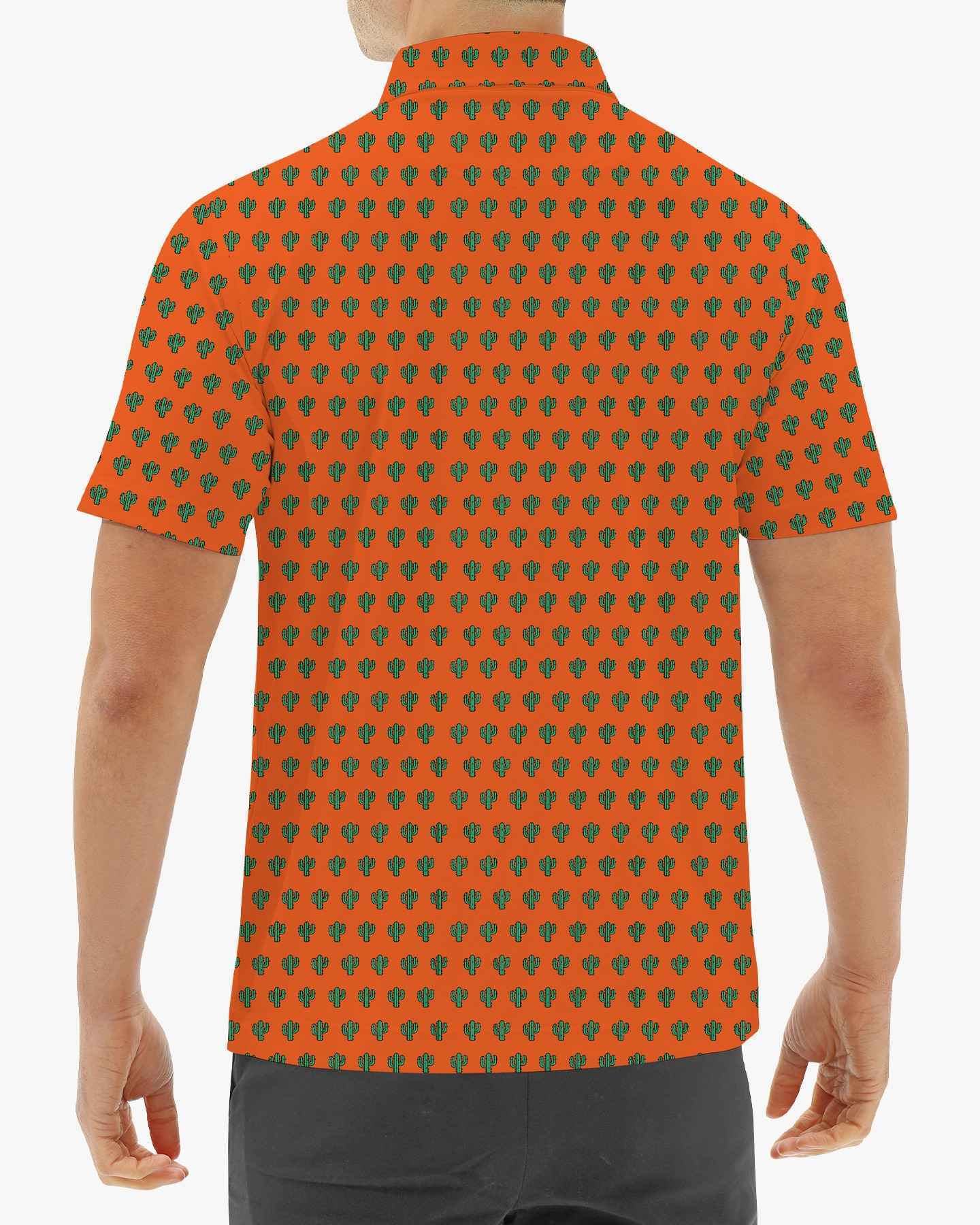  Orange Cactus Print Polo